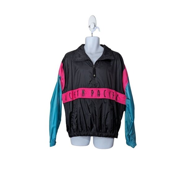 Ocean Pacific Vintage Surfers Pullover 90's Color Block Windbreaker 1/4 ZipL